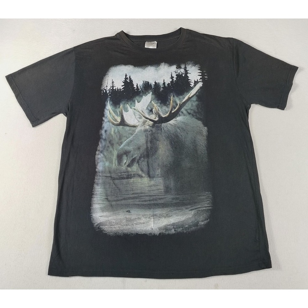 Moose Wildlife Shirt Mens 3XL Black Forest Graphic Tee Nature Outdoors